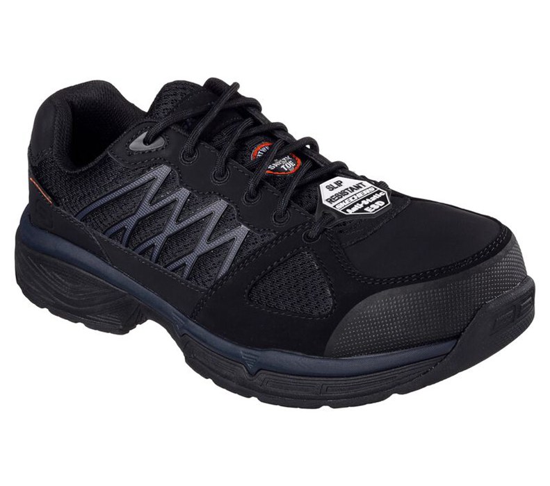 Skechers Herr Svarta Snörskor - Work Relaxed Fit: Conroe - Searcy Esd - Sverige (UPBFT-3180)